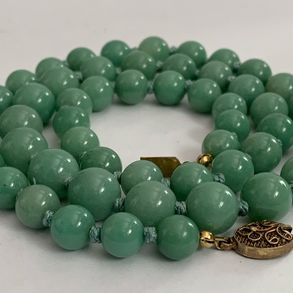 New vintage jade polished pearls beads necklace - Picture 7 of 12